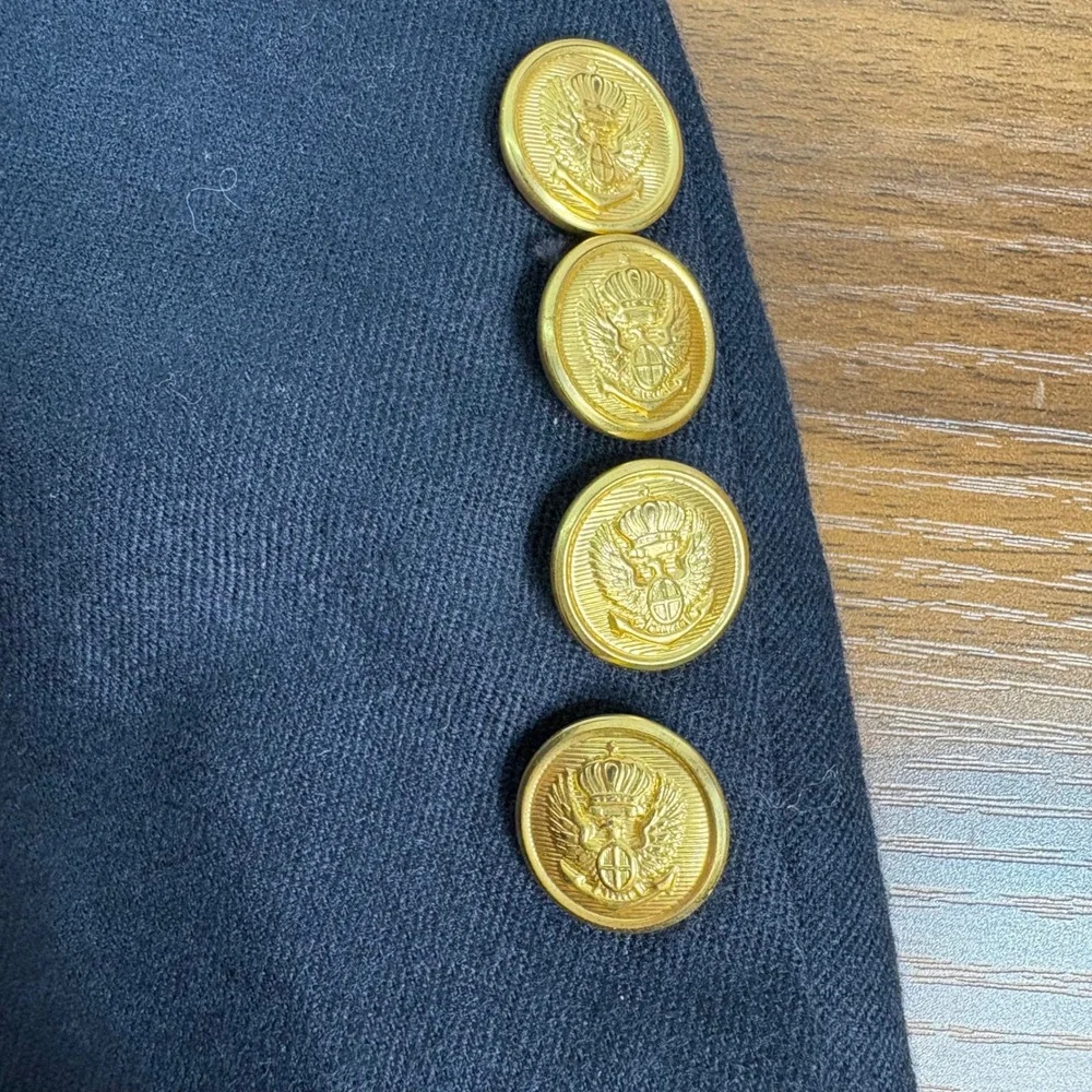 Stanley Blacker Mens‎ 50R Navy Blue 100% Wool Blazer Gold Crest Button USA Made
